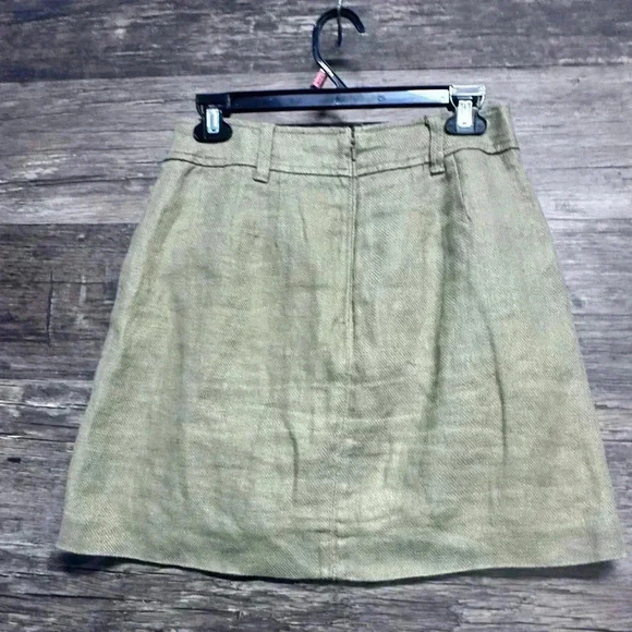 LOFT Cream A-Line Knee-Length 100% linen skirt - Picture 1 of 4